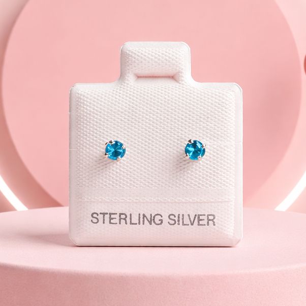 Broquel Recto Redondo #MM Azul, Plata 925 MX