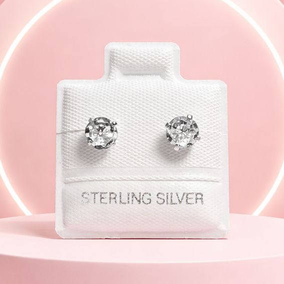 Broquel Recto Redondo 4MM Blanco, Plata 925 MX