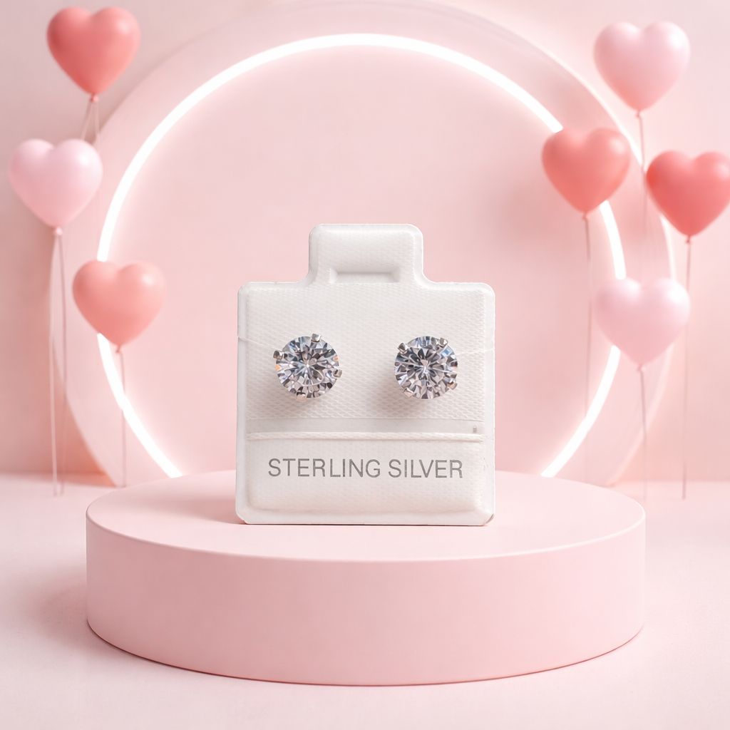 Broquel Recto Redondo 5MM Blanco, Plata 925 MX