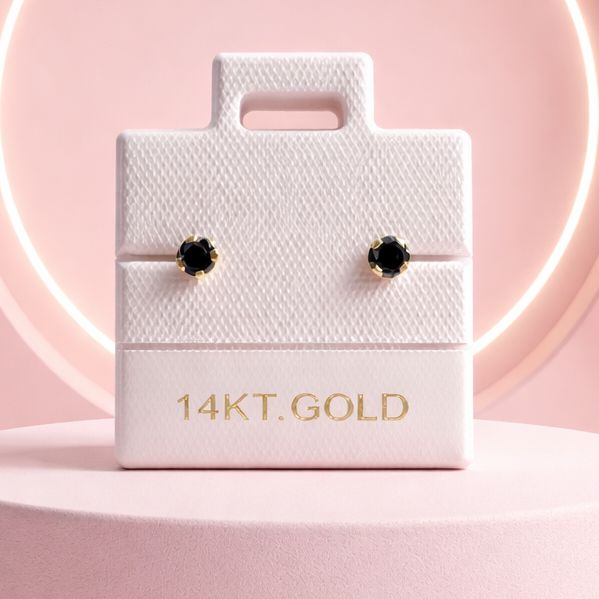 Broquel  Redondo Zirconia Negro 3mm Oro 14K MX