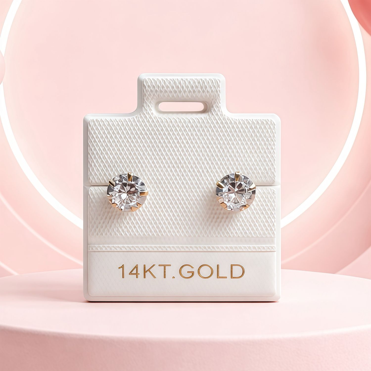 Broquel Redondo Zirconia Blanca 5MM Oro 14K. MX