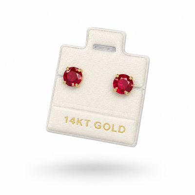 Broquel Redondo Zirconia Rojo 5MM Oro 14K. MX