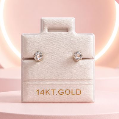 Broquel  Redondo Zirconia Blanca 3mm Oro 14K MX