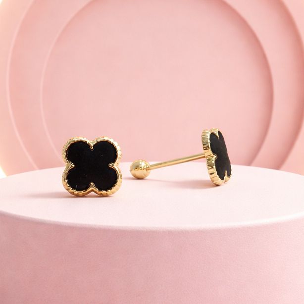 Broquel Trebol Negro Oro 10K. MX