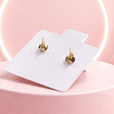 Broquel Redondo Zirconia Blanca 8MM, Oro 14K. MX