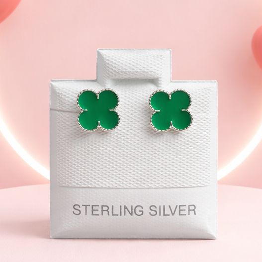 Broquel Trebol Van Verdes 7MM Plata 925 MX