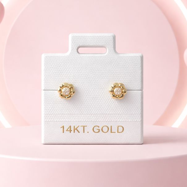 Broquel Flor con montadura #4mm Oro 14K.