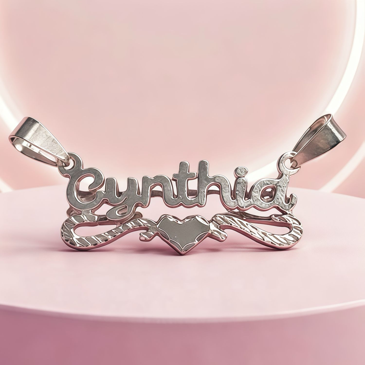 Dije Nombre CYNTHIA Diamantado mide 3.5cm  Plata 925 MX