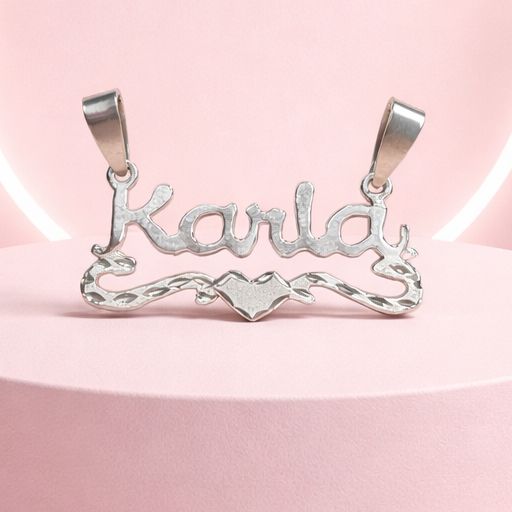 Dije Nombre Karla Diamantado mide 3.5cm  Plata 925 MX