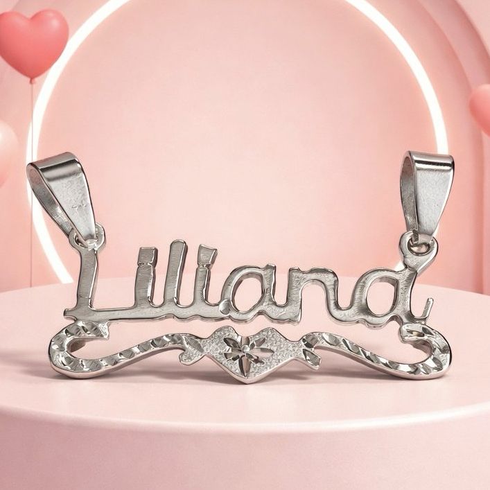 Dije Nombre" LILIANA" Diamantado mide 3.5cm  Plata 925 MX