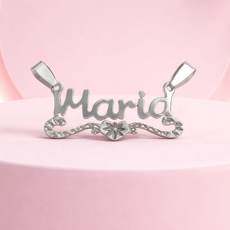Dije Nombre MARIA Diamantado mide 3.5cm  Plata 925 MX