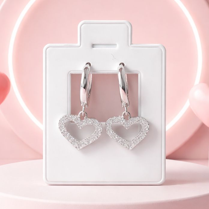 Huggy corazón Zirconia blancas en plata, 925.MX