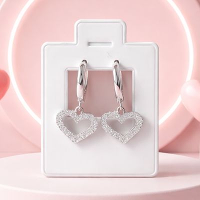 Huggy corazón Zirconia blancas en plata, 925.MX