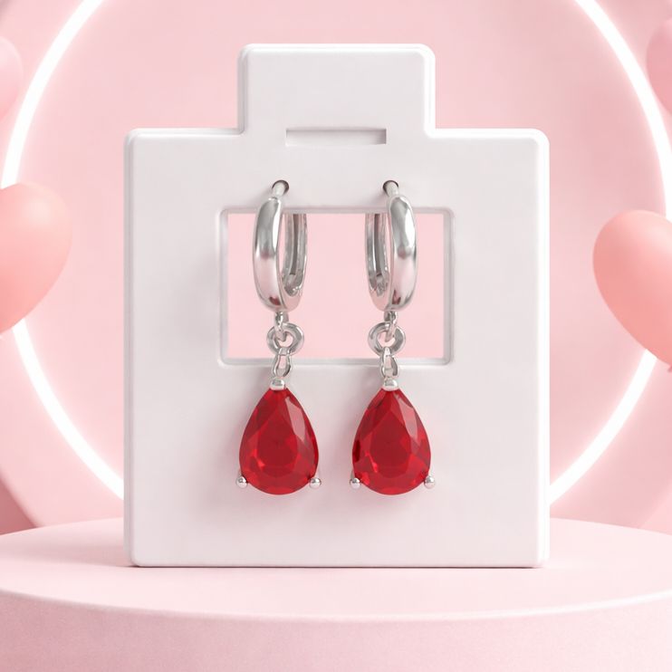 Huggies Gota Rosa mide 3cm Plata 925 MX