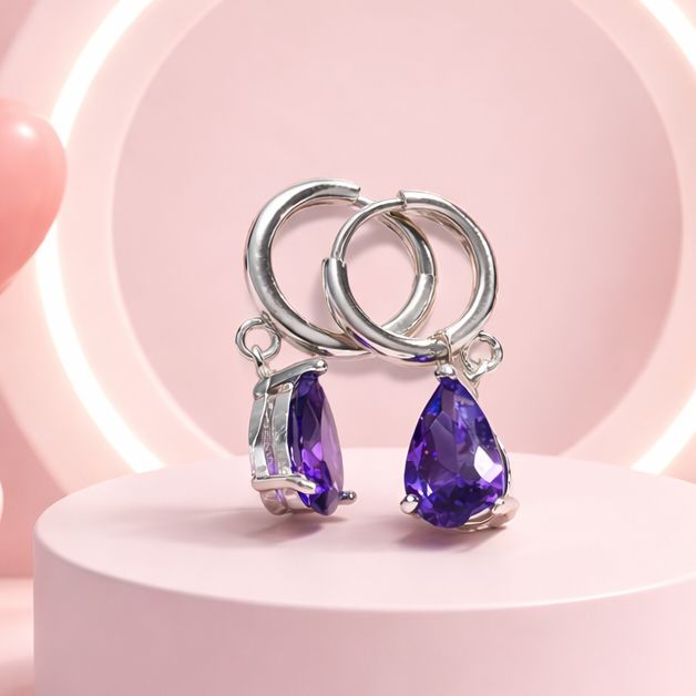 Huggies Gota Morado mide 2.8cm Plata 925 MX