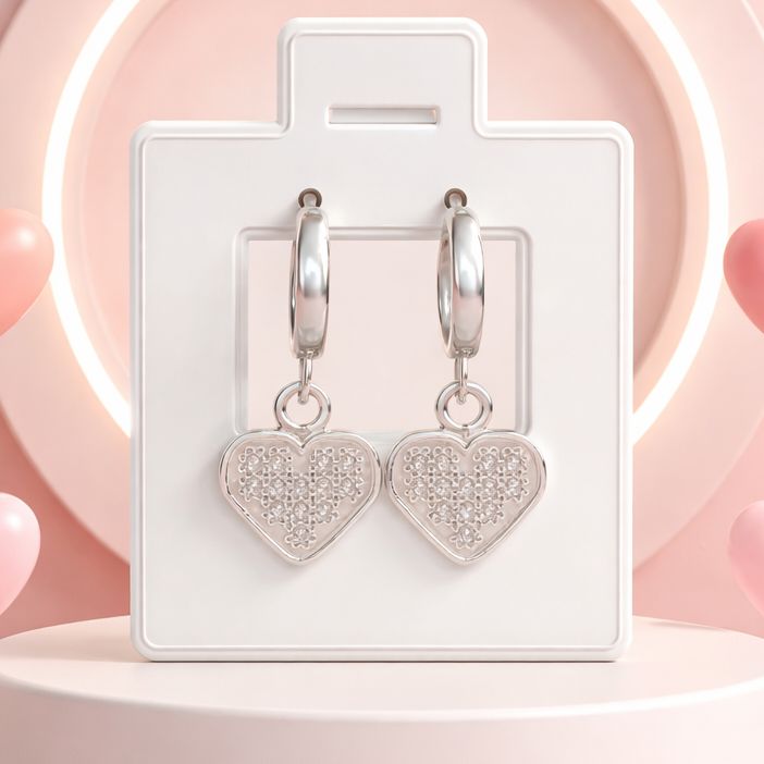 Huggie corazón Micropabe Plata 925 MX