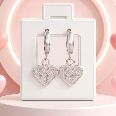 Huggie corazón Micropabe Plata 925 MX Huggie corazón Micropabe Plata 925 MX