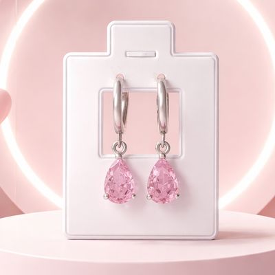 Huggies Gota Rosa mide 3cm Plata 925 MX