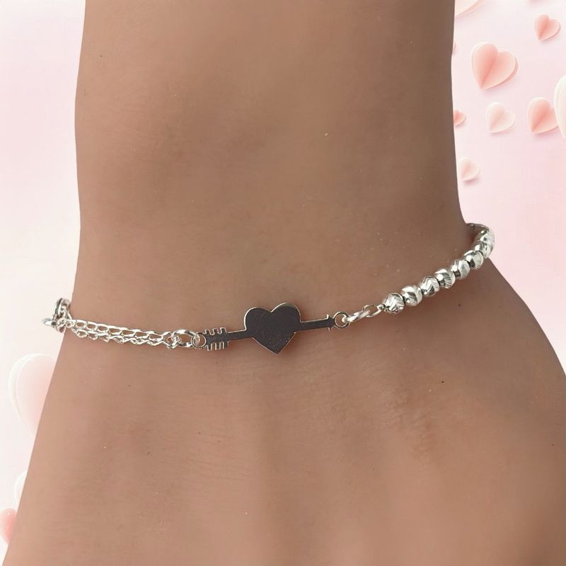 Pulsera Corazon Flecha, mide 7.5" de largo, Plata 925 MX