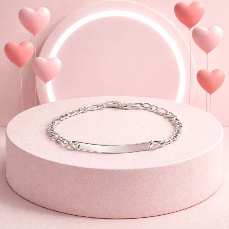 Pulsera Con Placa mide 4MM de ancho 5.5" de largo, Plata 925 MX