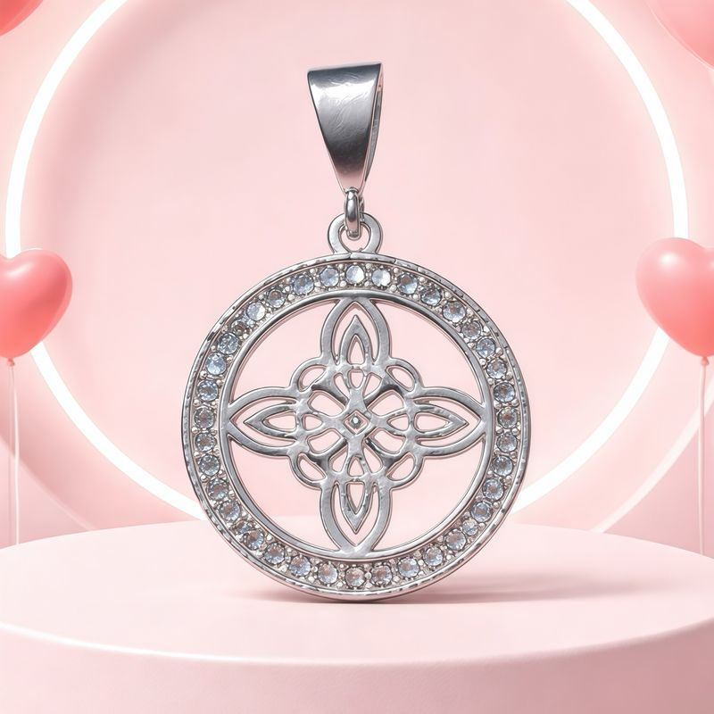 Dije Nudo de Bruja Circulo Micropabe mide 3.5 CM, Plata 925 Mexicana