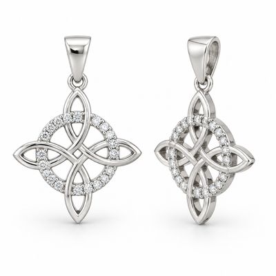Dije Nudo de Bruja ZC'S Blanca , Plata 925 Mexicana