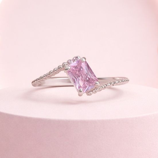 Anillo corte Princessa Rosa, plata 925 Mexicana