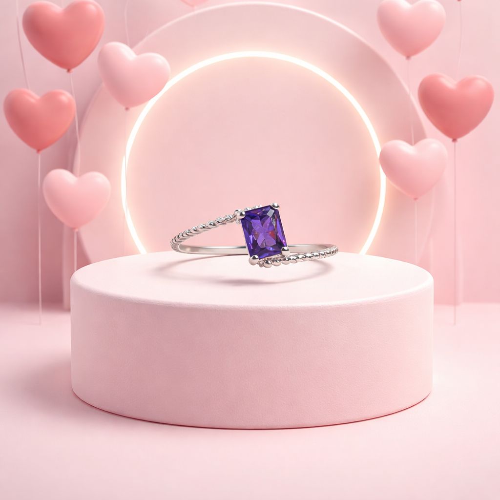 Anillo corte Princessa Morado, Plata 925 Mexicana