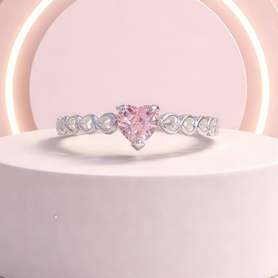 Anillo Argolla Corazon Doble Rosa, Plata 925 Mexicana Anillo Argolla Corazon Doble Rosa, Plata 925 Mexicana
