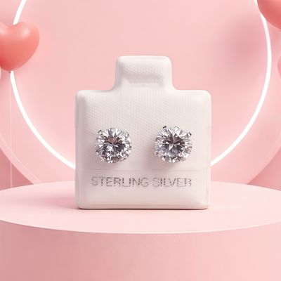 Broque Cubico Recto Blanco 7Mm Plata 925 Mexicana