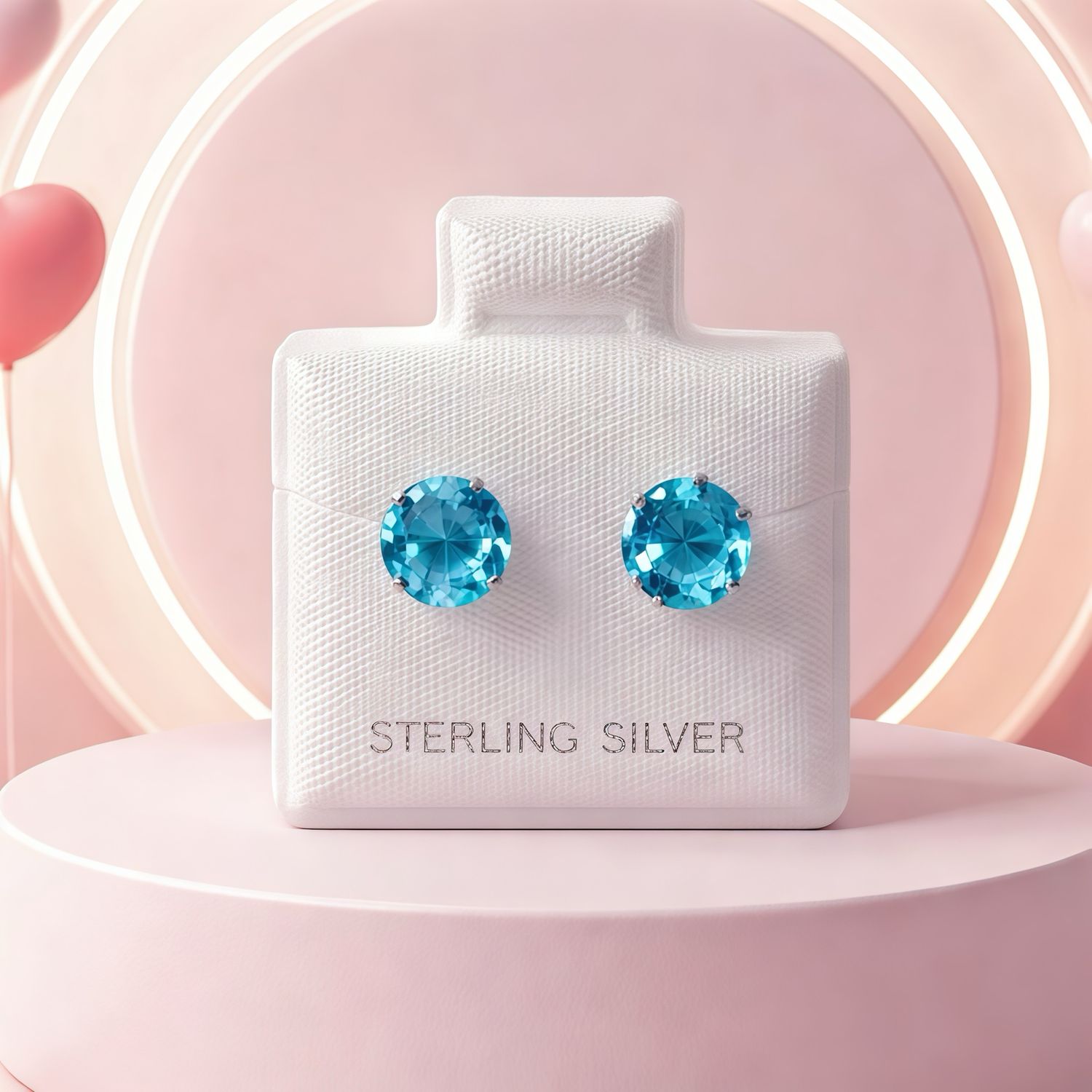 Broque Cubico Recto Aqua 7Mm Plata 925 Mexicana