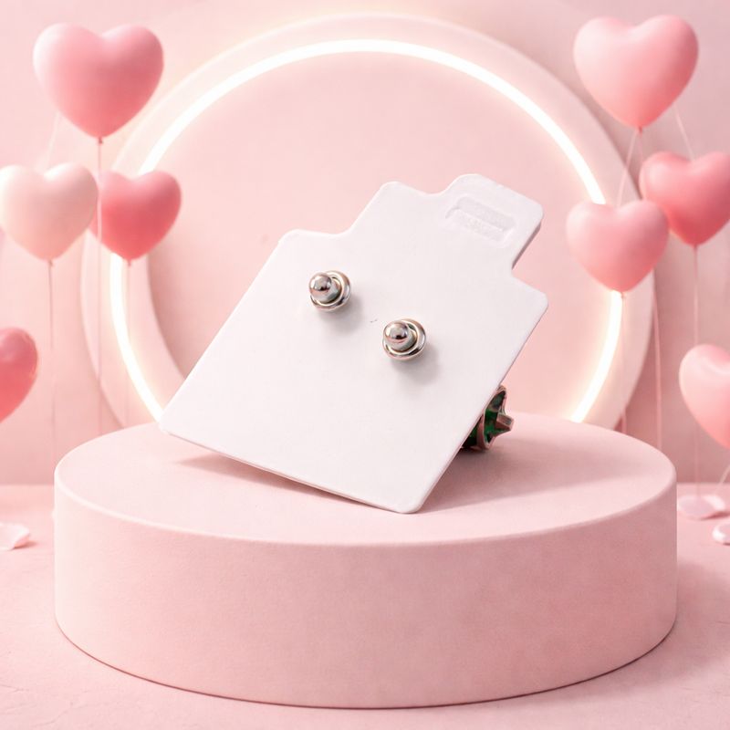 Broquel 3D Elefante Rosa 10mm Plata 925