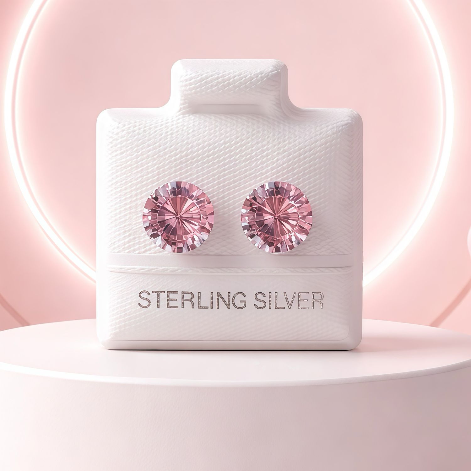 Broque Cubico Recto ROSA 8Mm Plata 925 Mexicana