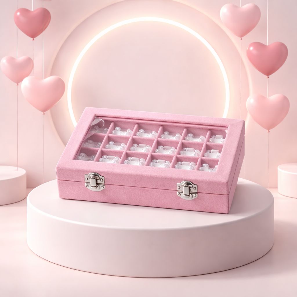 Estuche con Broquel de plata 925, 24 pares