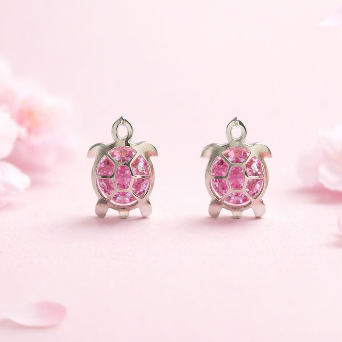 Broquel 3D Tortuga Rosas Plata 925 MX