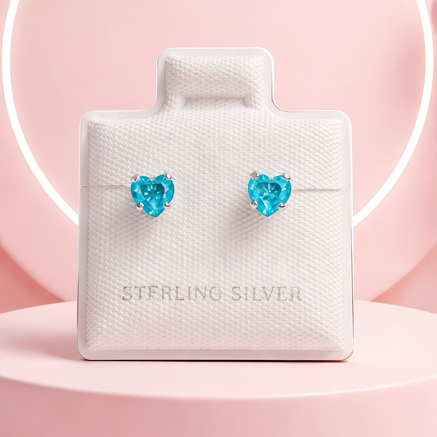 Broquel Corazon recto 3MM Aqua Plata 925 MX