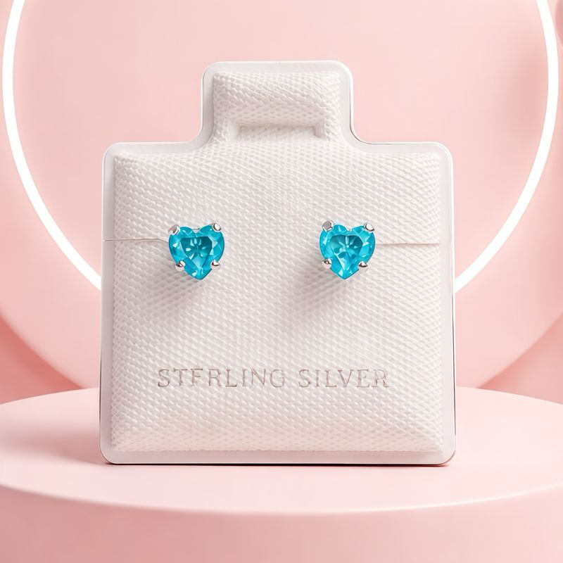 Broquel Corazon recto 3MM Aqua Plata 925 MX