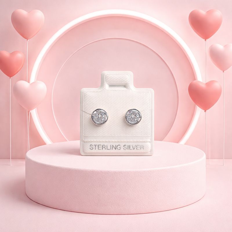 Broquel Bicel Diamantado 6MM, Blanco Plata 925 MX