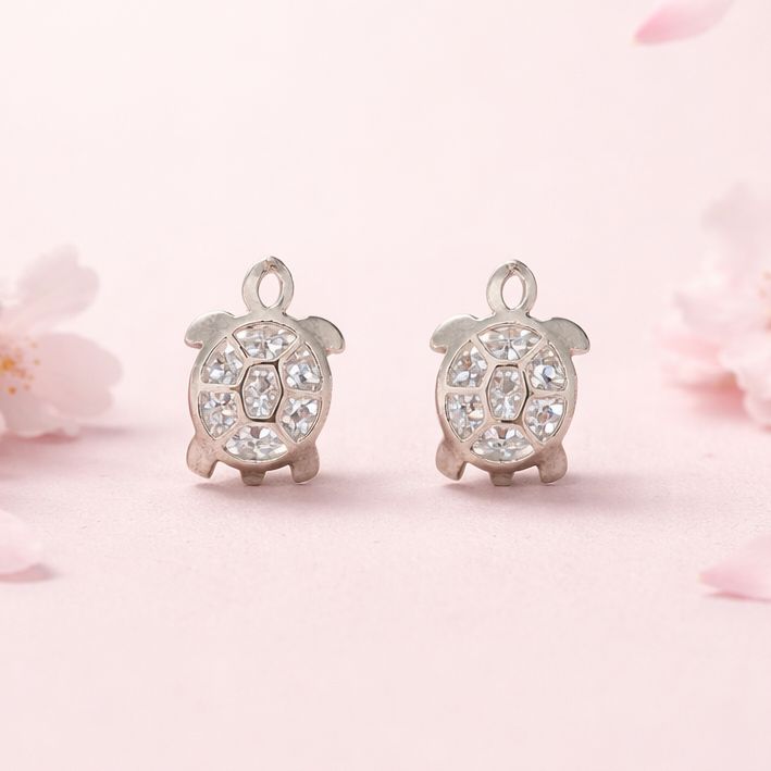 Broquel 3D Tortuga Blanca Plata 925 MX