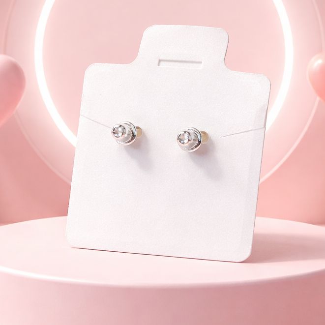 Broquel Corazon recto 3MM Blanco Plata 925 MX