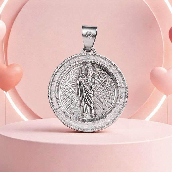 Medalla San Judas Diamantada Plata 925 MX