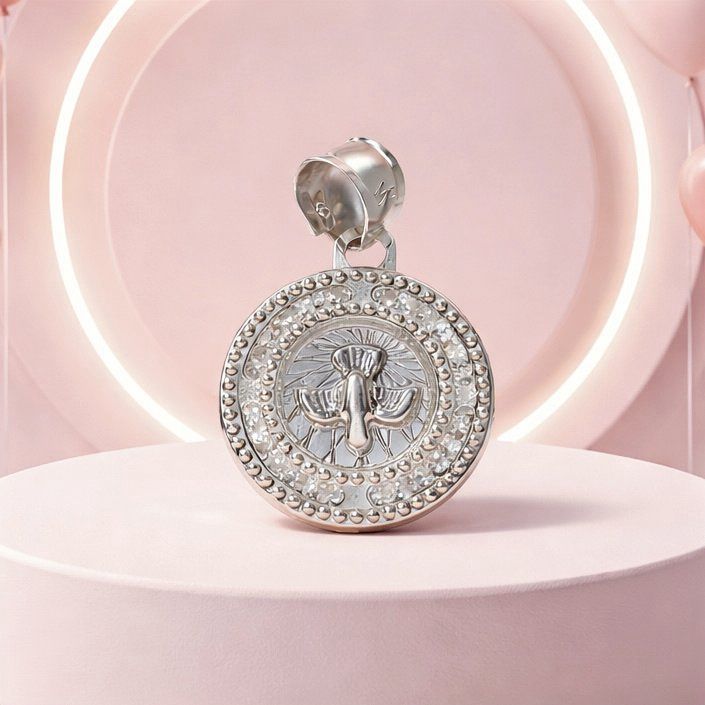 Medalla Espíritu Santo mini Diamantada Plata 925 MX
