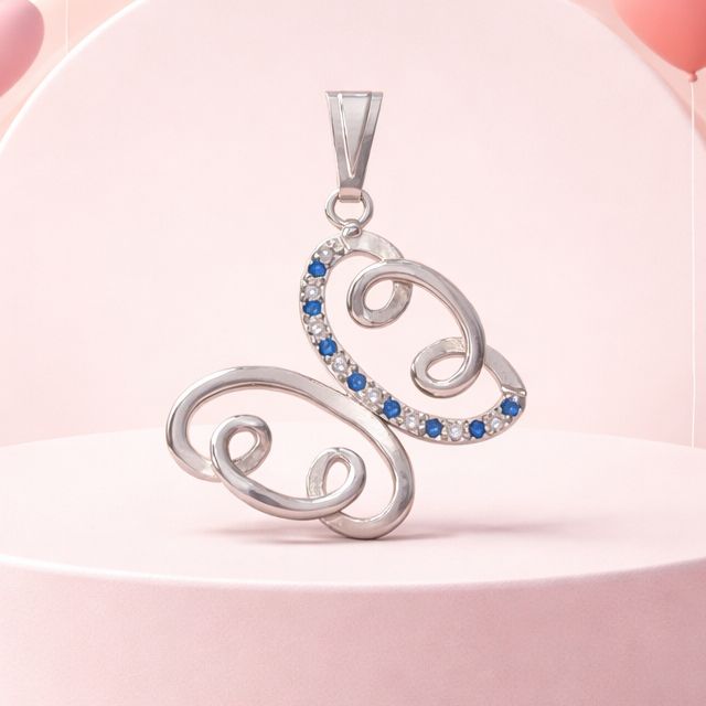 Dije Mariposa con Zirconias Blancas y color Navy Plata 925 MX
