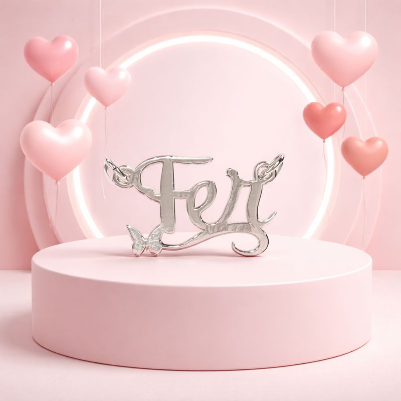 Dije Nombre "FER" mide 3cm, Plata 925