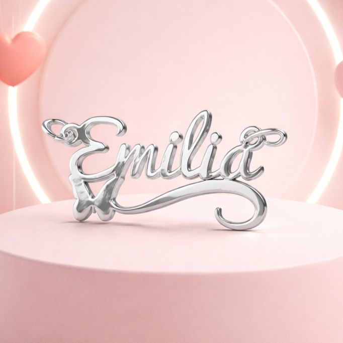 Dije Nombre "EMILIA mide 3.6cm, Plata 925