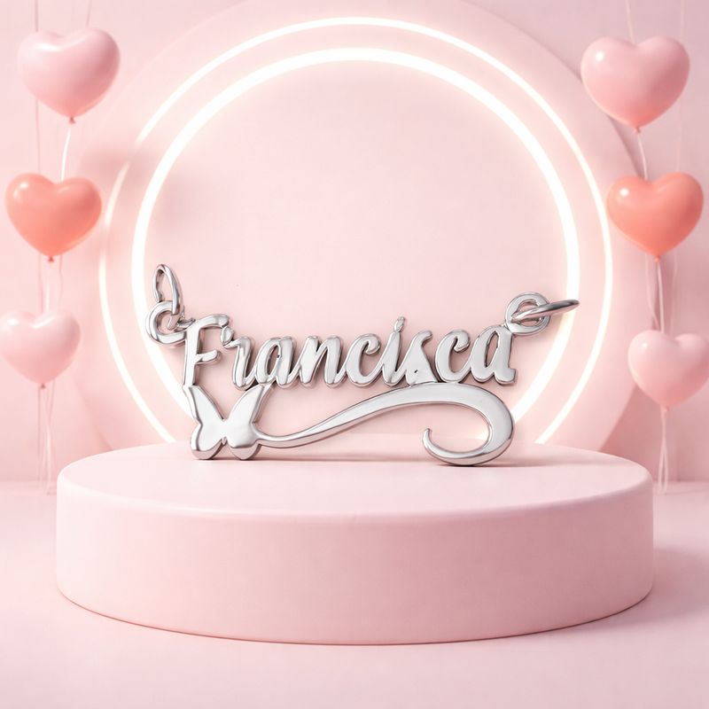 Dije Nombre "FRANCISCA mide 3.6cm, Plata 925