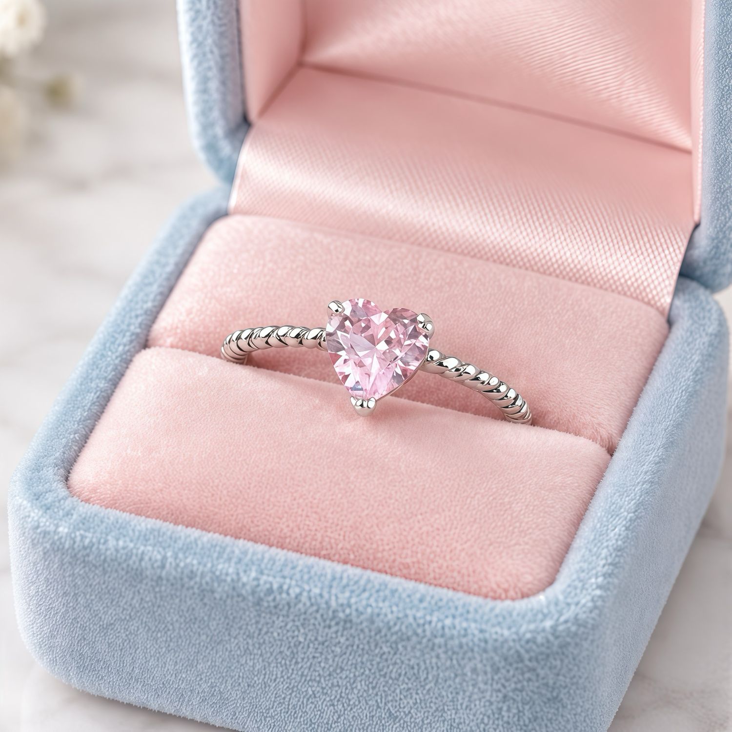 Anillo Corazon MINI Zirconia 5MM Rosa, Plata MX