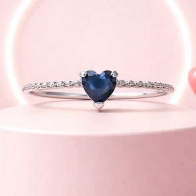 Anillo Corazon MINI Zirconia 5MM Navy, Plata MX Anillo Corazon MINI Zirconia 5MM Navy, Plata MX
