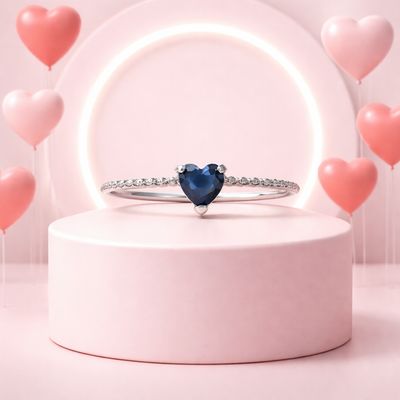 Anillo Corazon MINI Zirconia 5MM Navy, Plata MX