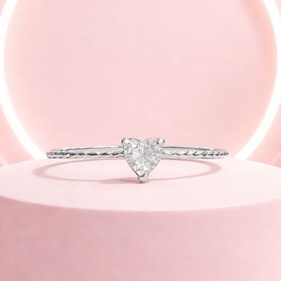 Anillo Corazon MINI Zirconia 5MM Blanca Plata MX Anillo Corazon MINI Zirconia 5MM Blanca Plata MX